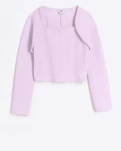 River Island Girls pink ribbed cardigan and cami top set< Sets & Outfits