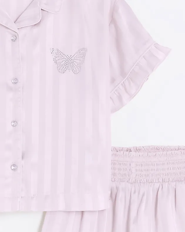 River Island Girls satin stripe short pyjama set< 13 - 16 Yrs