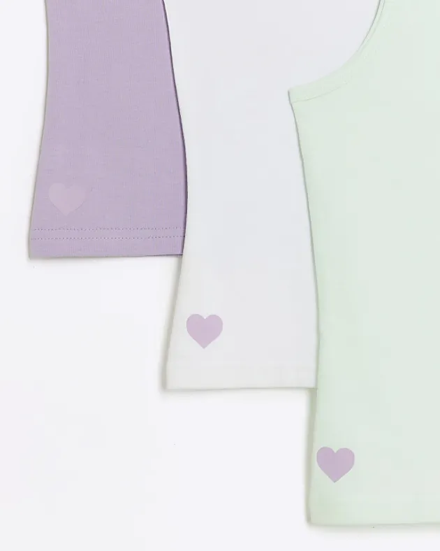 River Island Girls heart vest top 3 pack< Pyjamas & Underwear