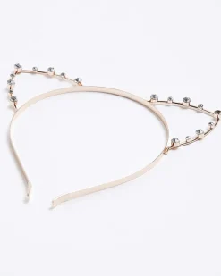 River Island Girls Rose Gold Diamante Cat Ear Hair Band< Accessories & Jewellery