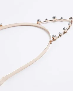 River Island Girls Rose Gold Diamante Cat Ear Hair Band< Accessories & Jewellery