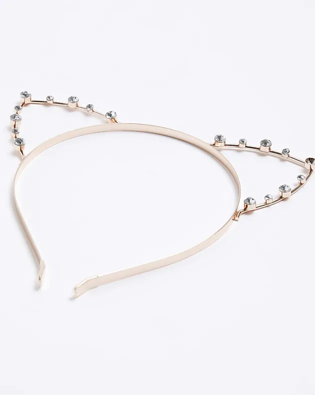 River Island Girls Rose Gold Diamante Cat Ear Hair Band< Accessories & Jewellery