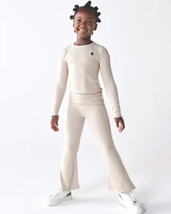 River Island Girls stone long sleeve rib lettuce hem top< Tops & T-shirts