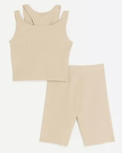 River Island Girls stone rib double strap tank top set< Sets & Outfits
