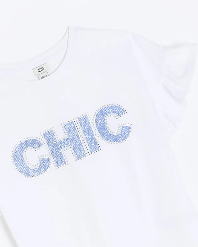 River Island Girls diamante frill t-shirt< Tops & T-shirts