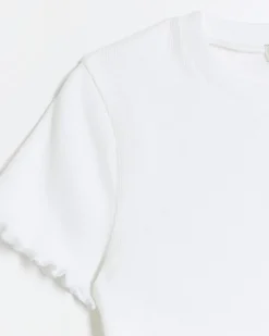 River Island Girls embroidered logo crop t-shirt< Tops & T-shirts