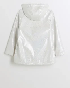 River Island Girls glitter hooded rain coat< Coats & Jackets