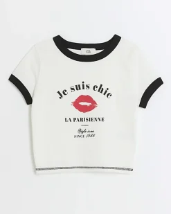 River Island Girls lips graphic crop t-shirt< Tops & T-shirts