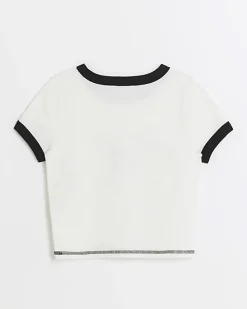 River Island Girls lips graphic crop t-shirt< Tops & T-shirts