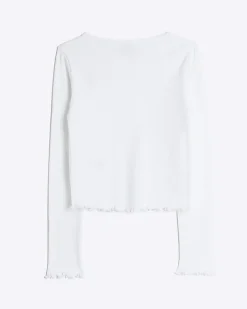 River Island Girls rib lettuce hem long sleeve top< Tops & T-shirts