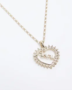 River Island Gold Amour Heart Necklace< Jewellery