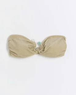River Island Gold bandeau bikini top< Swimwear & Beachwear