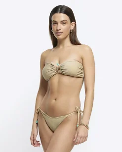 River Island Gold bandeau bikini top< Swimwear & Beachwear