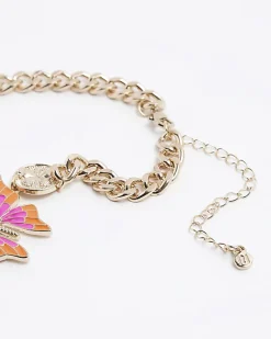 River Island Gold Butterfly Choker Necklace< Jewellery