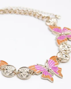River Island Gold Butterfly Choker Necklace< Jewellery