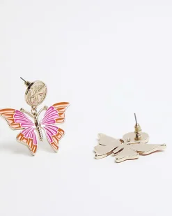 River Island Gold Butterfly Stud Earrings< Jewellery