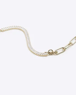 River Island Gold Chain Stone Necklace< Jewellery