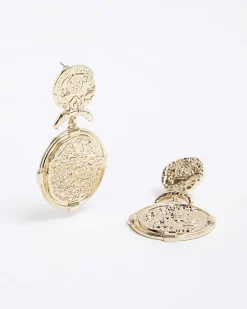 River Island Gold Coin Drop Earrings< Jewellery