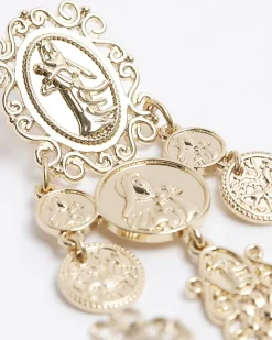 River Island Gold Coin Drop Earrings< Jewellery