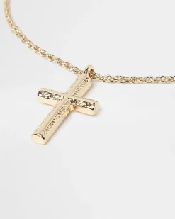 River Island Gold Colour Cross Pendant Necklace< Jewellery & Watches