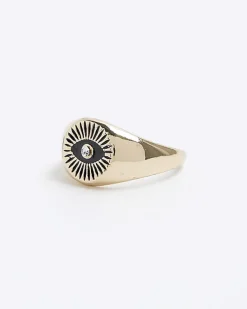 River Island Gold Colour Eye Signet Ring< Jewellery & Watches