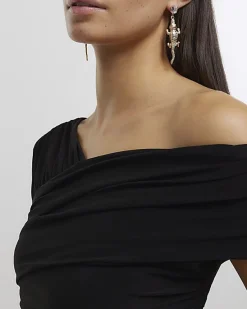 River Island Gold Crocodile Earrings< Jewellery
