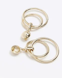 River Island Gold double hoop drop earrings< Jewellery