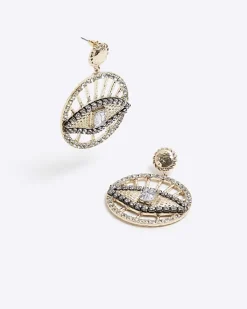 River Island Gold eye embellished earrings< Jewellery
