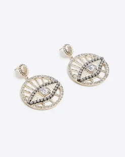 River Island Gold eye embellished earrings< Jewellery