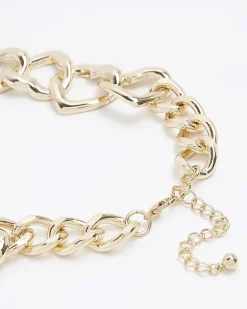 River Island Gold Heart Chain Necklace< Jewellery