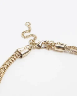 River Island Gold heart tag multirow necklace< Jewellery