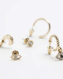 River Island Gold hoop and stud earrings multipack< Jewellery