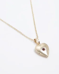 River Island Gold January Birthstone Heart Necklace< Jewellery