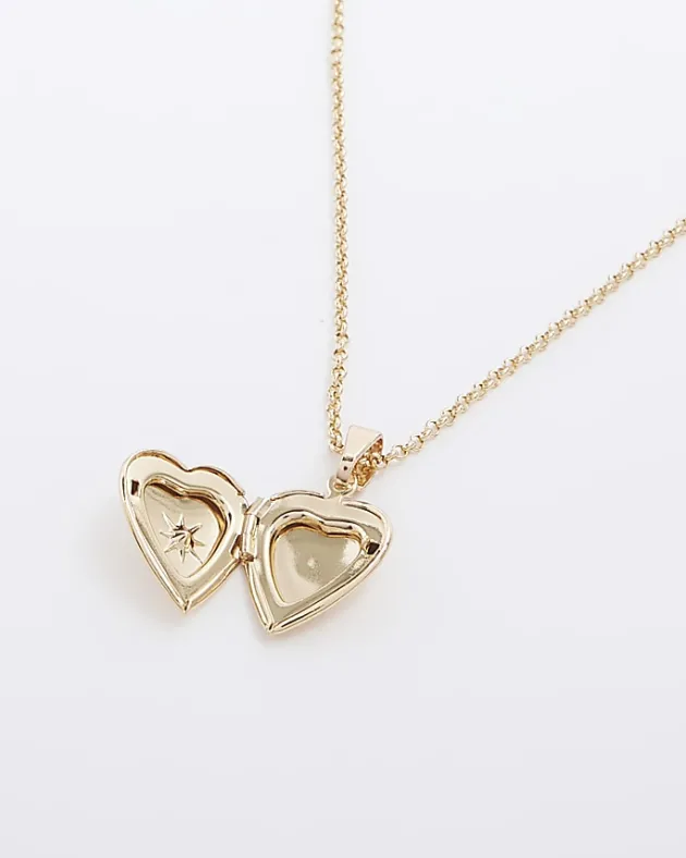River Island Gold January Birthstone Heart Necklace< Jewellery
