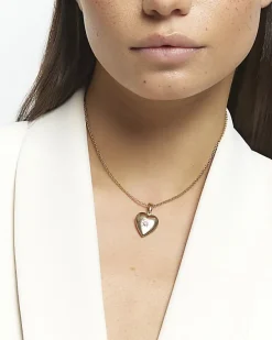 River Island Gold June Birthstone Heart Necklace< Jewellery