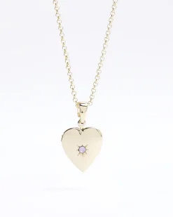 River Island Gold June Birthstone Heart Necklace< Jewellery