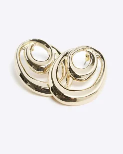 River Island Gold Large Swirl Stud Earrings< Jewellery