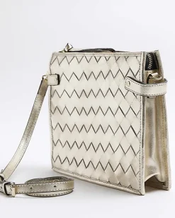 River Island Gold leather weave cross body bag< Bags, Purses & Luggage