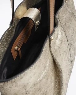 River Island Gold metallic leather tote bag< Bags, Purses & Luggage