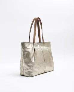 River Island Gold metallic leather tote bag< Bags, Purses & Luggage
