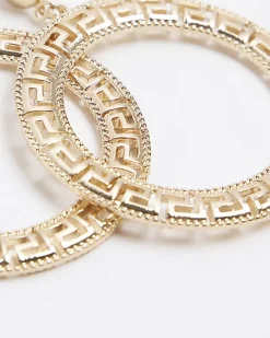 River Island Gold Monogram Cut out Open Earrings< Jewellery