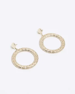 River Island Gold Monogram Cut out Open Earrings< Jewellery