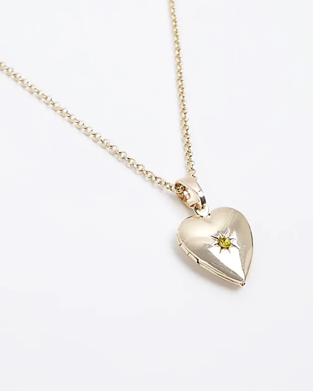 River Island Gold November Birthstone Heart Necklace< Jewellery