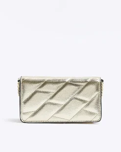 River Island Gold quilted chain cross body bag< Bags, Purses & Luggage