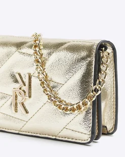 River Island Gold quilted chain cross body bag< Bags, Purses & Luggage