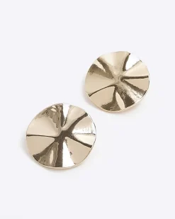 River Island Gold Sculpted Stud Earrings< Jewellery