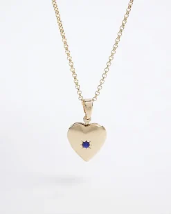 River Island Gold September Birthstone Heart Necklace< Jewellery