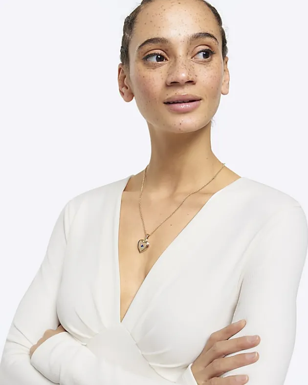River Island Gold September Birthstone Heart Necklace< Jewellery
