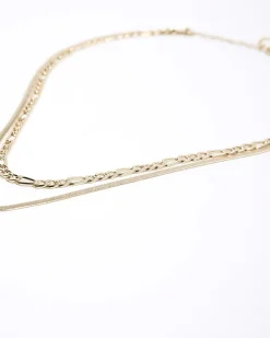 River Island Gold Snake Chain Multirow Necklace< Jewellery