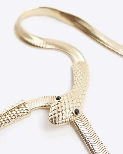 River Island Gold Snake Collar Necklace< Jewellery